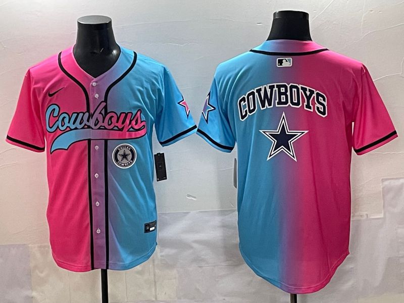 Men 2025 Dallas Cowboys Blank Blue pink Nike Limited NFL Jersey style 008